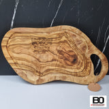 Olive wood board - Snack board - Cutting board - Serving platter - Barbecue ~ 40-44 cm