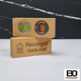 Personalized Bottle Opener with Spirit Level