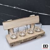 4-seater bench with shot glasses