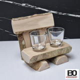 2-seater bench with shot glass