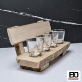 4-seater bench with shot glasses