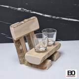 2-seater bench with shot glass