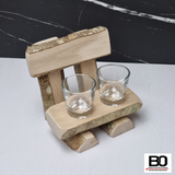 2-seater bench with shot glass