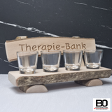 4-seater bench with shot glasses