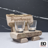 2-seater bench with shot glass