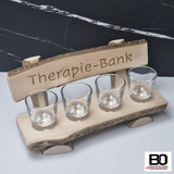 4-seater bench with shot glasses