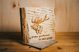Pyrography "Reclaimed wood" rustic - Design: Deer with saying