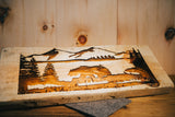 Large pyrography "Reclaimed Wood" rustic (Wilderness with Bear)